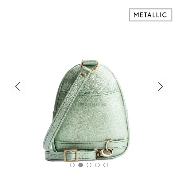 Portland Leather Metallic Mint Green Crossbody Bag - Picture 2 of 10